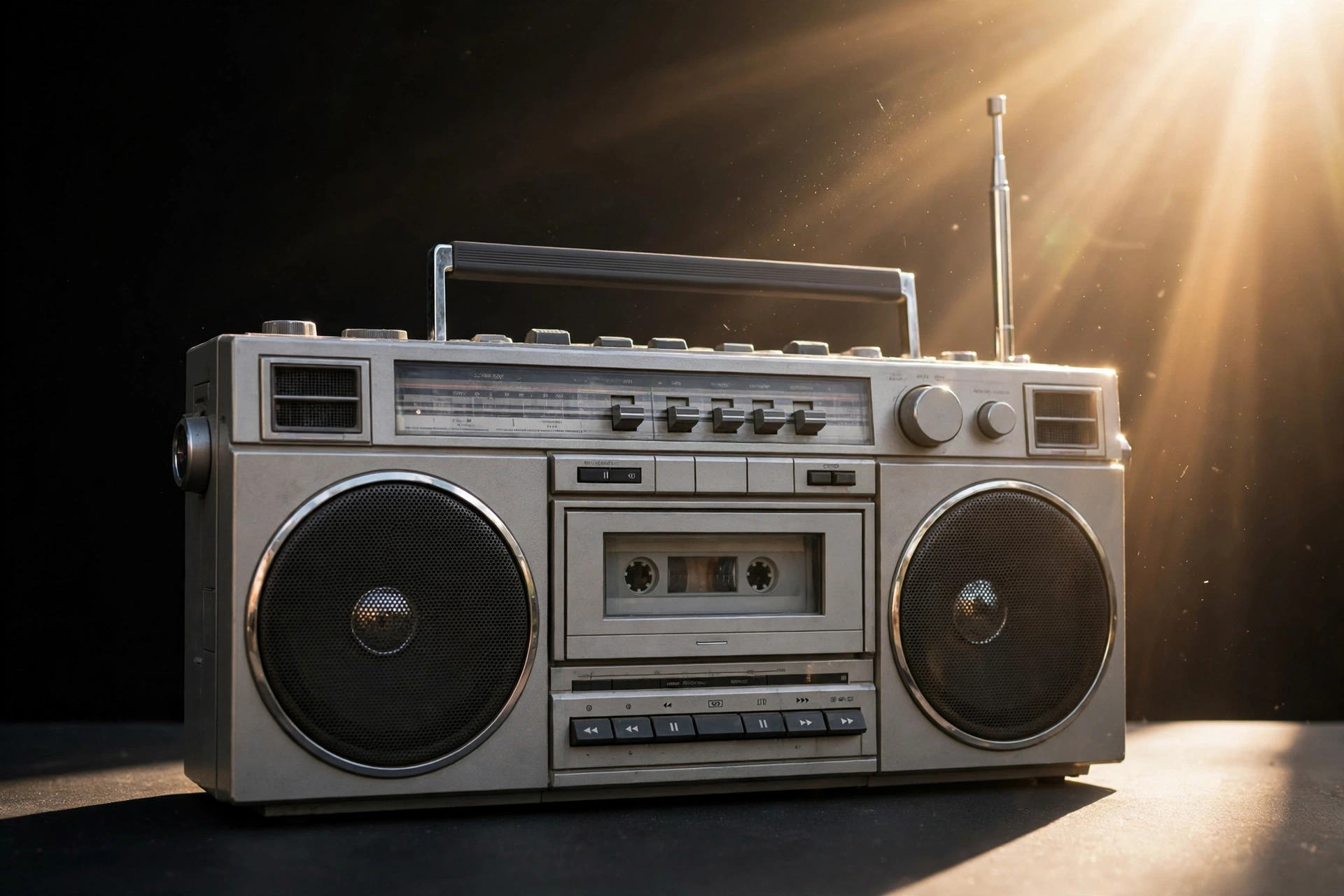 1980s boombox in bright summer sunlight